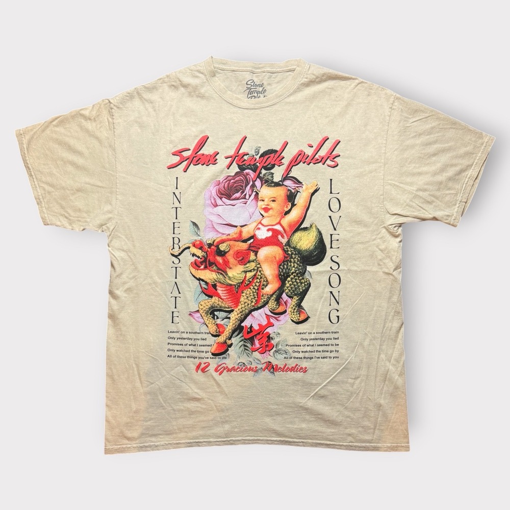 Stone Temple Pilots Interstate Love Song Purple Graphic T-Shirt Cream XL
